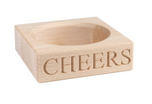 Load image into Gallery viewer, Culinary Concepts &#39;Cheers&#39; Beech Wood Single Bottle Coaster
