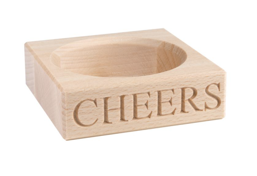 Culinary Concepts 'Cheers' Beech Wood Single Bottle Coaster