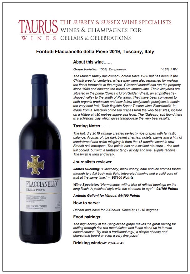 Fontodi Flaccianello della Pieve [2018] ／ フォントディ フラッチャネッロ デッラ・ピエーヴェ [IT][WA98][赤] 2018 Fontodi, Flaccianello delle Pieve, Colli della Toscana